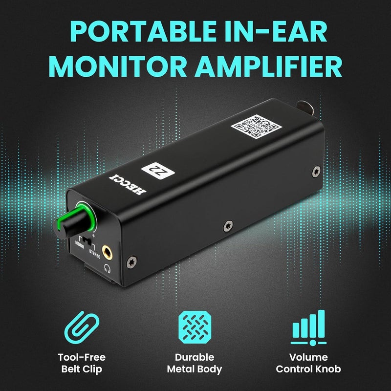 HECCI Z2 Wired Portable in Ear Monitor Amplifier, Headphone Amp with XLR and TRS Output, Headphone Amplifier with Stereo/Mono Switch for Keyboardists, Drummers, Guitar - Image 2